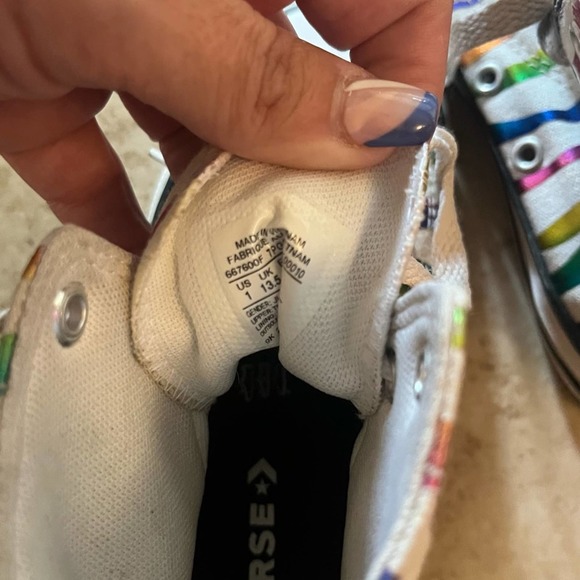 Converse All Star girls metallic rainbow zebra high top sneakers size 1 - Picture 6 of 6